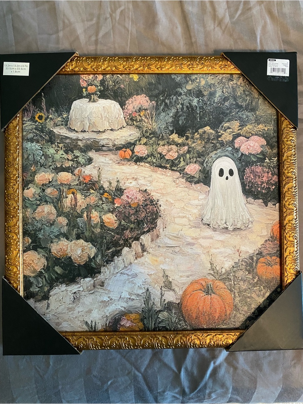 Halloween Garden Ghost Wall Art - White, Orange, Green